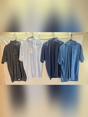 Lot of 4 Collars & Co Men's Large Relaxed Polo Shirts Featherweight NWT & NWOT